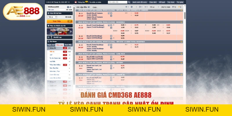 Đánh Giá Sảnh Thể Thao CMD368 AE888 Chi Tiết Nhất - siwin Đánh Giá Sảnh Thể Thao CMD368 AE888 Chi Tiết Nhất - siwin