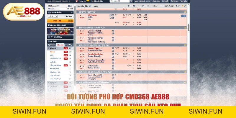 Đánh Giá Sảnh Thể Thao CMD368 AE888 Chi Tiết Nhất - siwin Đánh Giá Sảnh Thể Thao CMD368 AE888 Chi Tiết Nhất - siwin
